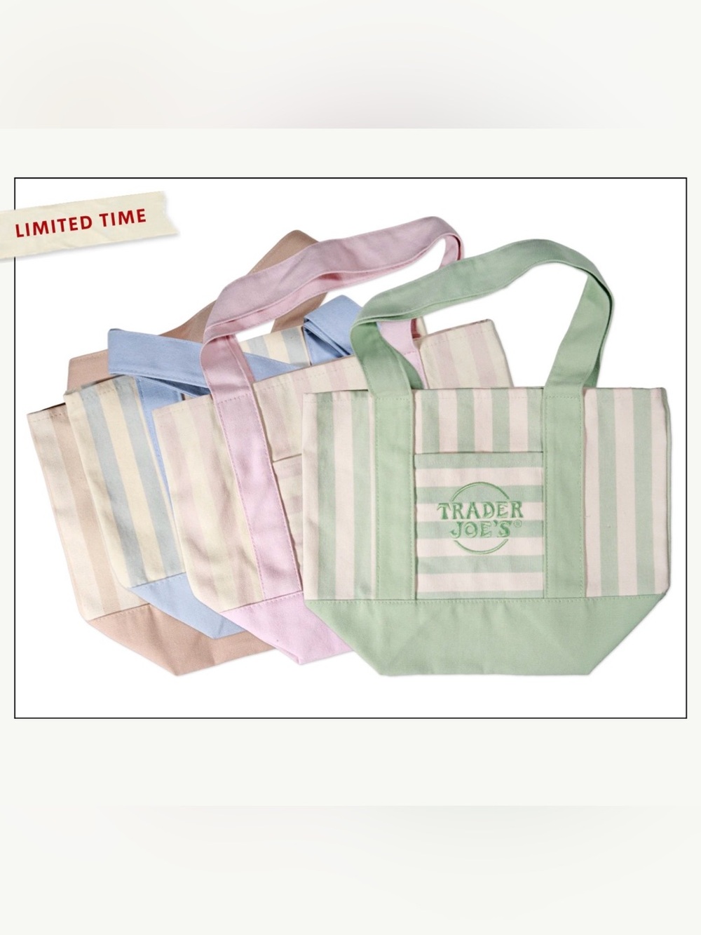 Trader Joe’s Striped Mini Canvas Tote Bag Set